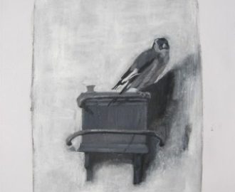 Grayscale studie van 't Puttertje van Carel Fabritius dpoor Ann Hoogendoorn